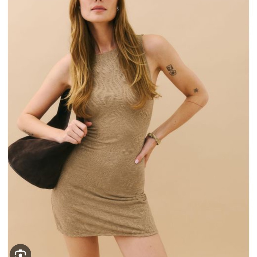 Reformation Tan Bodycon Mini Dress Halter Sleeveless